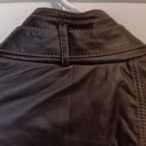Collezione Italia Woman’s Italian leather Brown biker jacket Beautiful SZ 3X - Picture 8 of 9